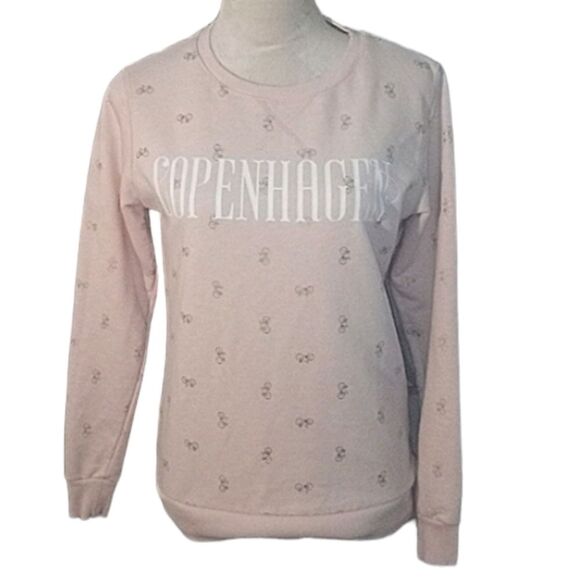 Fox Copenhagen Pink Crewneck Sweatshirt with Gold Bicycles size M - Picture 1 of 12
